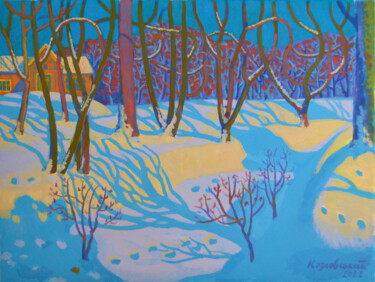 Schilderij getiteld "Snowdrifts. Option 2" door Mykola Kozlovskyi, Origineel Kunstwerk, Acryl