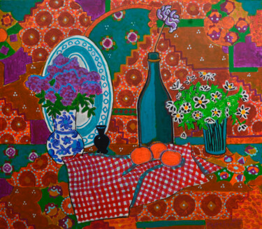 Schilderij getiteld "Nature morte aux fl…" door Mykola Kozlovskyi, Origineel Kunstwerk, Acryl