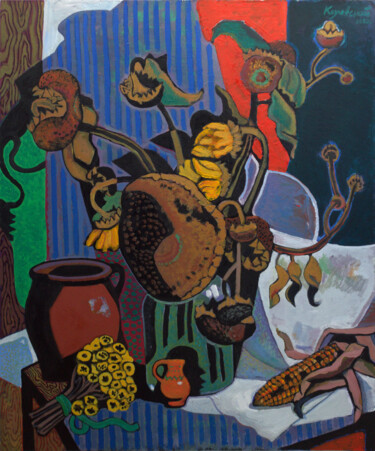 Pintura titulada "Decorative still li…" por Mykola Kozlovskyi, Obra de arte original, Oleo Montado en Bastidor de camilla de…