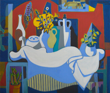 Картина под названием "Decorative still li…" - Mykola Kozlovskyi, Подлинное произведение искусства, Акрил