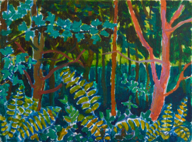 Pintura intitulada "Forest motif in Sla…" por Mykola Kozlovskyi, Obras de arte originais, Óleo