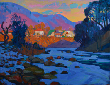 Pintura intitulada "Morning in Yaremche" por Mykola Kozlovskyi, Obras de arte originais, Óleo
