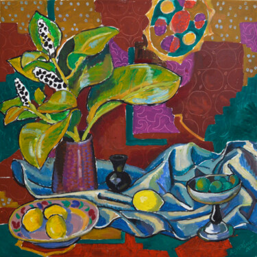 Painting titled "Still life with Phy…" by Mykola Kozlovskyi, Original Artwork, Oil