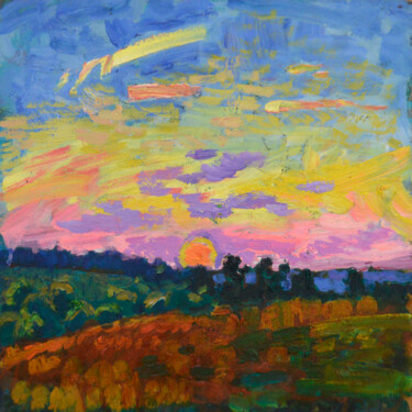 Ζωγραφική με τίτλο "Evening. Sunset" από Mykola Kozlovskyi, Αυθεντικά έργα τέχνης, Λάδι