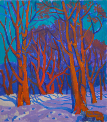 Malerei mit dem Titel "Winter in the Iron…" von Mykola Kozlovskyi, Original-Kunstwerk, Acryl