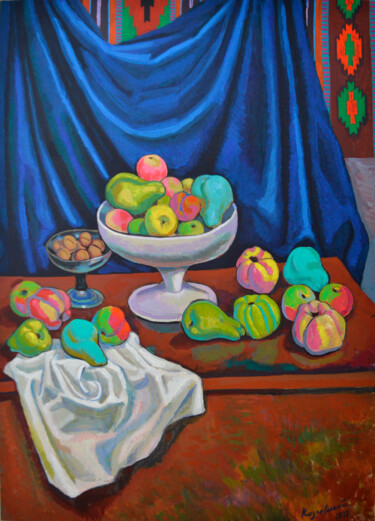 Painting titled "Apples, pears, nuts" by Mykola Kozlovskyi, Original Artwork, Acrylic