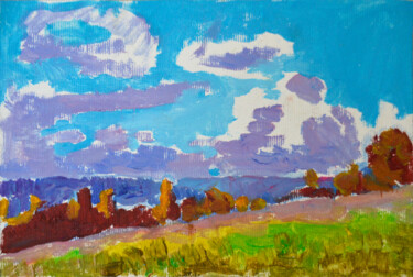 Pittura intitolato "Clouds" da Mykola Kozlovskyi, Opera d'arte originale, Olio Montato su Cartone