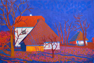 Pintura intitulada "Evening in Stupnyts…" por Mykola Kozlovskyi, Obras de arte originais, Acrílico