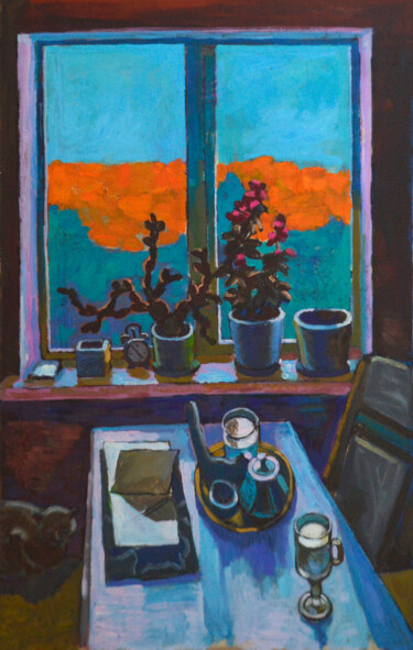 Pintura intitulada "Window" por Mykola Kozlovskyi, Obras de arte originais, Óleo Montado em Cartão