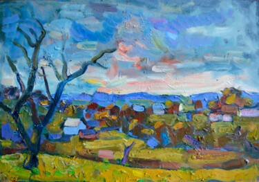 Pintura intitulada "Late autumn. Etude…" por Mykola Kozlovskyi, Obras de arte originais, Óleo