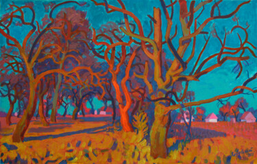 Peinture intitulée "The old orchard. Th…" par Mykola Kozlovskyi, Œuvre d'art originale, Acrylique
