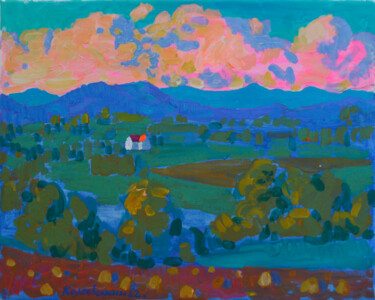 Картина под названием "Morning. Landscape" - Mykola Kozlovskyi, Подлинное произведение искусства, Акрил