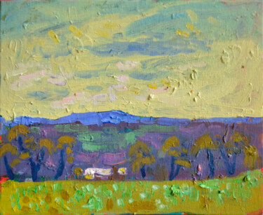 Painting titled "Siiver-golden sky" by Mykola Kozlovskyi, Original Artwork, Oil