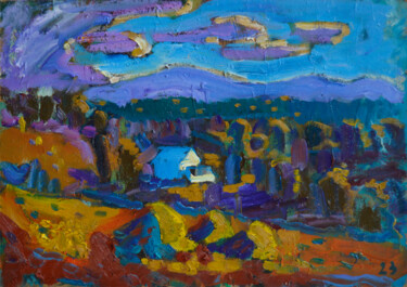 Pittura intitolato "Expressive landscape" da Mykola Kozlovskyi, Opera d'arte originale, Olio