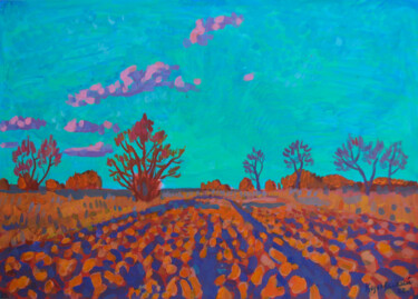 Painting titled "Turquoise sky and p…" by Mykola Kozlovskyi, Original Artwork, Acrylic
