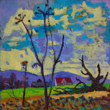 Painting titled "Landscape with roots" by Mykola Kozlovskyi, Original Artwork, Oil