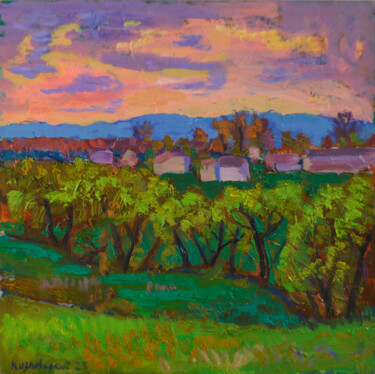 Pintura intitulada "Spring landscape wi…" por Mykola Kozlovskyi, Obras de arte originais, Óleo