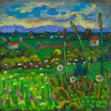 Peinture intitulée "May landscape. Etud…" par Mykola Kozlovskyi, Œuvre d'art originale, Huile