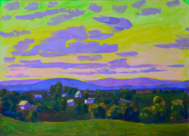Pittura intitolato "September sky. No. 3" da Mykola Kozlovskyi, Opera d'arte originale, Acrilico