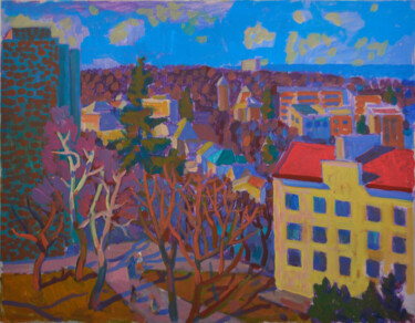 Schilderij getiteld "Early spring in the…" door Mykola Kozlovskyi, Origineel Kunstwerk, Acryl