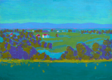 Pintura titulada "Morning landscape.…" por Mykola Kozlovskyi, Obra de arte original, Acrílico