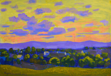 Peinture intitulée "September sky. No. 4" par Mykola Kozlovskyi, Œuvre d'art originale, Acrylique