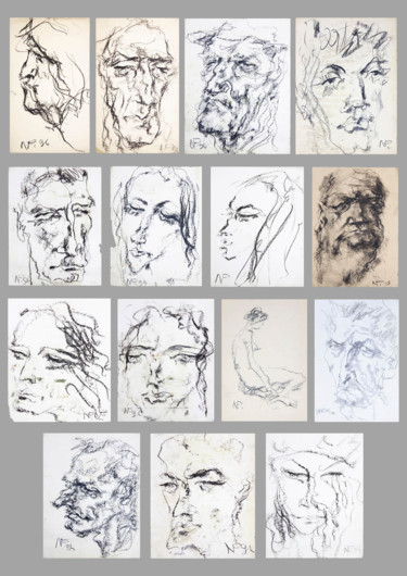 Peinture intitulée "15 portraits, serie…" par Nicolay Peremyshlev, Œuvre d'art originale, Pastel