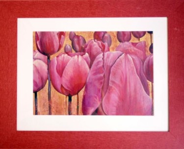 Peinture intitulée "champs de tulipes" par Myla, Œuvre d'art originale, Huile