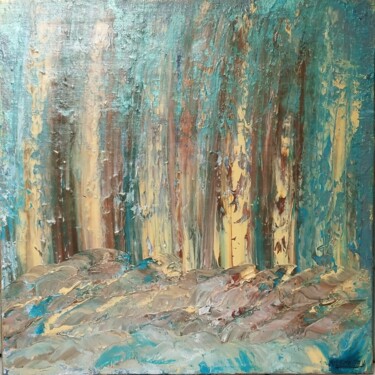 Schilderij getiteld "La forêt agitée" door Mylène Gau, Origineel Kunstwerk, Acryl Gemonteerd op Frame voor houten brancard