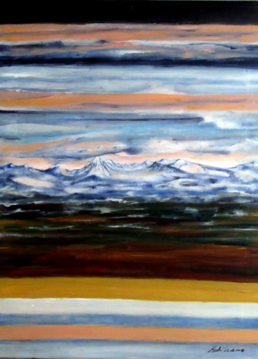 Schilderij getiteld "Alpine scenery in t…" door Marianne Charlotte Mylonas-Svikovsky (Marlo), Origineel Kunstwerk, Acryl