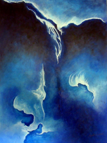 Peinture intitulée "deep-blue-acrylic-o…" par Marianne Charlotte Mylonas-Svikovsky (Marlo), Œuvre d'art originale