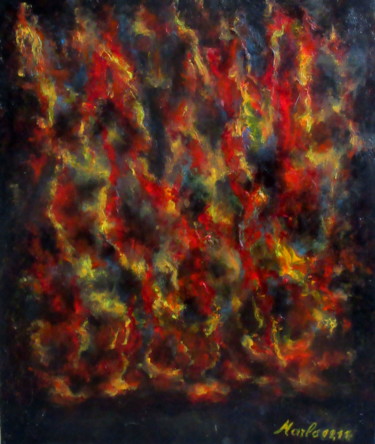 Painting titled "ON FIRE ...Oil-and-…" by Marianne Charlotte Mylonas-Svikovsky (Marlo), Original Artwork, Acrylic