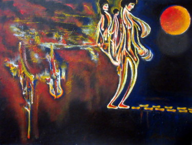 Malerei mit dem Titel "les-refugies-acryli…" von Marianne Charlotte Mylonas-Svikovsky (Marlo), Original-Kunstwerk, Acryl