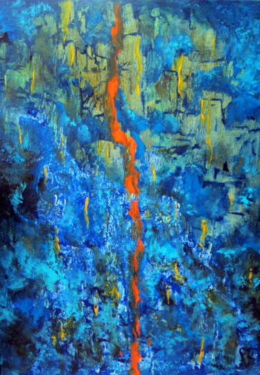 Peinture intitulée "the-red-line-acryli…" par Marianne Charlotte Mylonas-Svikovsky (Marlo), Œuvre d'art originale, Acrylique