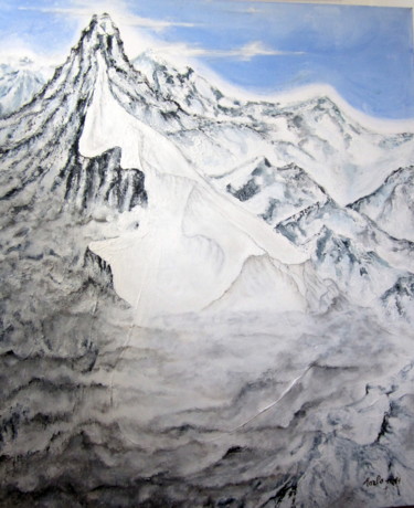 Painting titled "the-long-slope-alps…" by Marianne Charlotte Mylonas-Svikovsky (Marlo), Original Artwork, Acrylic