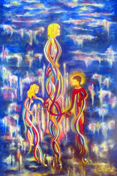 Malerei mit dem Titel "la-maman-arylic-on-…" von Marianne Charlotte Mylonas-Svikovsky (Marlo), Original-Kunstwerk, Acryl