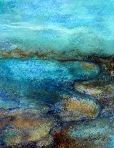 Painting titled "mer-et-terre.jpg" by Marianne Charlotte Mylonas-Svikovsky (Marlo), Original Artwork, Acrylic