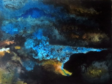 Malerei mit dem Titel "la-vie-en-bleu-indi…" von Marianne Charlotte Mylonas-Svikovsky (Marlo), Original-Kunstwerk, Tinte