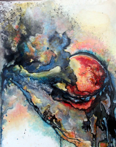 Painting titled "GENESIS" by Marianne Charlotte Mylonas-Svikovsky (Marlo), Original Artwork, Ink