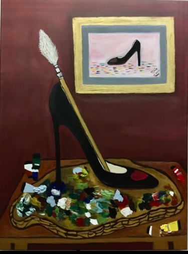 Schilderij getiteld "“in Her Shoes”" door Ma Lovelie Albarracin, Origineel Kunstwerk, Acryl