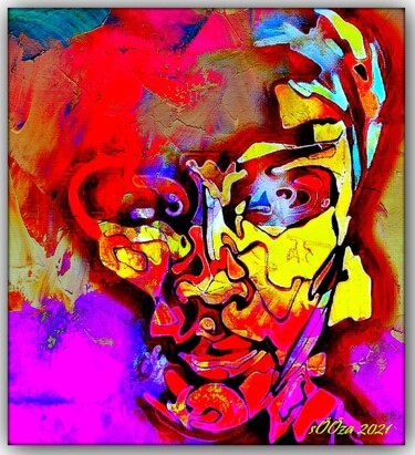 Arts numériques intitulée "yellow face ⭐⭐⭐" par Mylyfee Art, Œuvre d'art originale, Peinture numérique