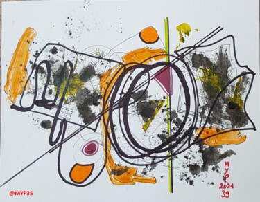 Painting titled "N° 39" by Marie-Paule Jouin (MYP), Original Artwork, Ink Mounted on Other rigid panel