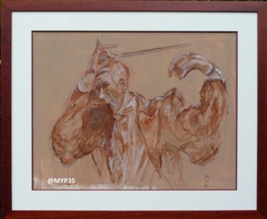 Drawing titled "LE CHEF D'ORCHESTRE" by Marie-Paule Jouin (MYP), Original Artwork, Pastel Mounted on Cardboard