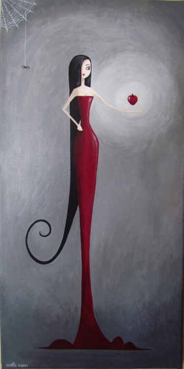 Painting titled "La pomme du Savoir…" by Myria Moon, Original Artwork, Acrylic