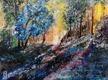 Картина под названием "La forêt dans son b…" - Audran, Подлинное произведение искусства, Акрил