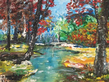 Pintura titulada "La rivière de la fo…" por Audran, Obra de arte original, Acrílico