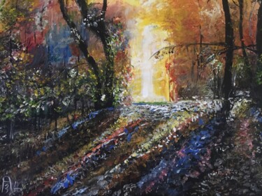Painting titled "La forêt dans ses l…" by Audran, Original Artwork, Acrylic