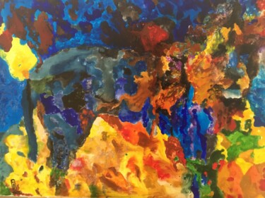 Pittura intitolato "Le lion dans la sav…" da Audran, Opera d'arte originale, pigmenti