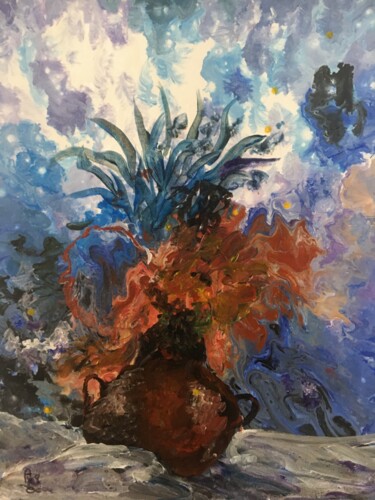 Peinture intitulée "Le cortège floristi…" par Audran, Œuvre d'art originale, Pigments