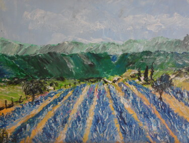 Malerei mit dem Titel "Un champ de lavande" von Audran, Original-Kunstwerk, Acryl